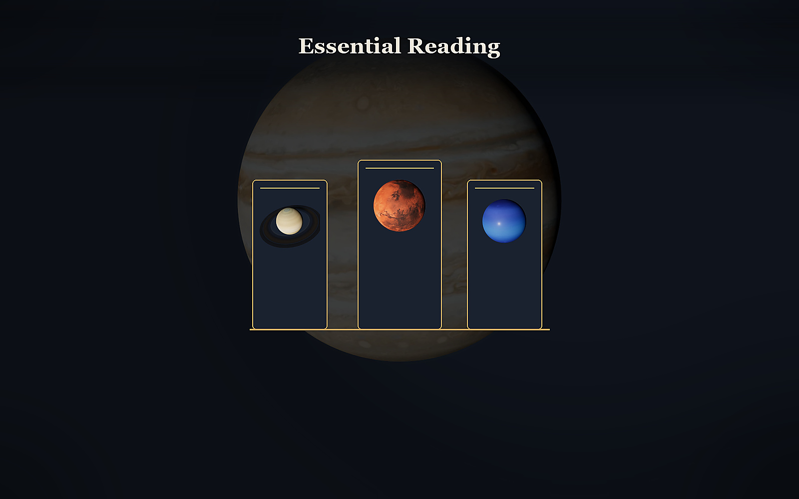 Astrology reference books on a dark shelf
